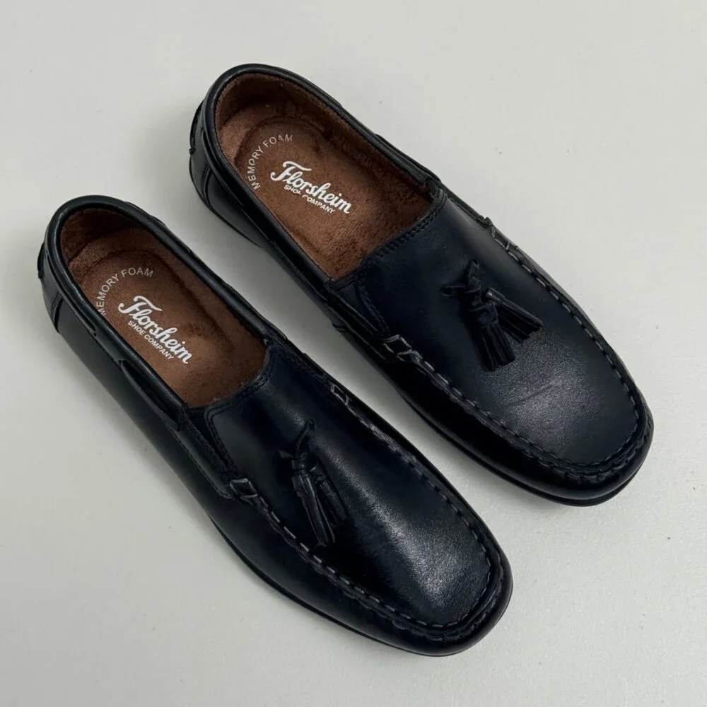 Florsheim Tassel Loafers Boys Size 5.5 M Black Leather Big Kids Dress Shoes